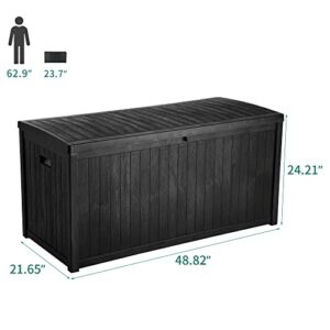 YITAHOME Large Deck Box,Outdoor Storage Container 114 Gallon for Outdoor Pillows, Pool Supplies, Garden Tools, Furniture and Sports Equipment,Water-resistant,Lockable (Black)