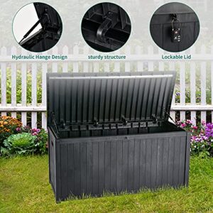 YITAHOME Large Deck Box,Outdoor Storage Container 114 Gallon for Outdoor Pillows, Pool Supplies, Garden Tools, Furniture and Sports Equipment,Water-resistant,Lockable (Black)