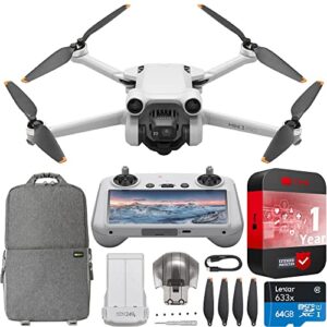 dji mini 3 pro camera drone quadcopter with rc smart remote controller cp.ma.00000492.02 with 4k video, 48mp photo, extended protection bundle with deco gear backpack + fpv vr viewer pilot headset