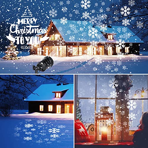 Christmas Snowflake Projector Lights Outdoor, Led Snowfall Show Lights Waterproof Landscape Decorative Christmas Lights Lighting for Xmas Holiday Party Garden Patio Indoor Home Decoration Show