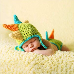 newborn green dinosaur costume crochet knitted costume hat pants photography props costume set newborn photography prop dinosaur christmas（0-12 months）