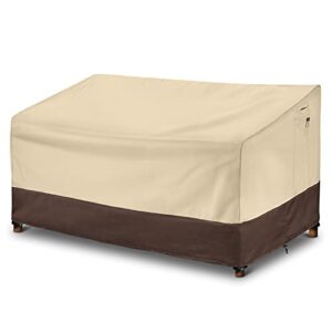 arcedo outdoor sofa cover, heavy duty waterproof patio oversized sectional cover for 3-seater couch, large durable garden furniture bench cover with air vent, 90” x 34” x 32”, beige & brown