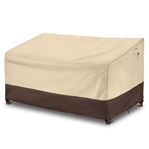 Arcedo Outdoor Sofa Cover, Heavy Duty Waterproof Patio Oversized Sectional Cover for 3-Seater Couch, Large Durable Garden Furniture Bench Cover with Air Vent, 90” x 34” x 32”, Beige & Brown