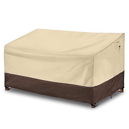 Arcedo Outdoor Sofa Cover, Heavy Duty Waterproof Patio Oversized Sectional Cover for 3-Seater Couch, Large Durable Garden Furniture Bench Cover with Air Vent, 90” x 34” x 32”, Beige & Brown