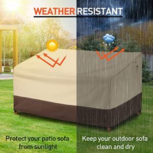 Arcedo Outdoor Sofa Cover, Heavy Duty Waterproof Patio Oversized Sectional Cover for 3-Seater Couch, Large Durable Garden Furniture Bench Cover with Air Vent, 90” x 34” x 32”, Beige & Brown