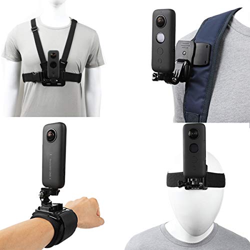 Accessories Kit for Insta360 One X3/X2/X, One R, X and GoPro Hero 9,New Quick Release Head Strap Mount + Chest Mount Harness + Backpack Clip Holder + 360°Rotating Wrist Strap