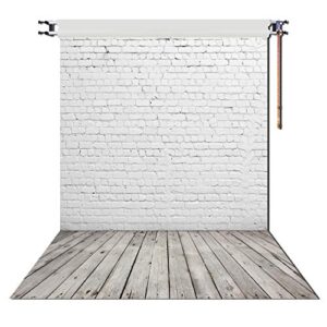 huayi 5x7ft white brick wall with gray wooden floor photography vinyl backdrop d-2504