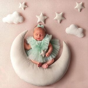 IGMaryBox Baby Moon Star Pillow Newborn Posing Pillow Newborn Photography Prop Newborn Photography Posing Pillows Newborn Photography Props Set (White)