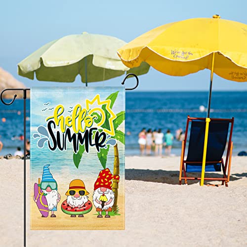 Pinknoke Hello Summer Garden Flag Beach Gnomes Small 12.5x18 Inch Vertical Double Sided Seasonal welcome Yard Flag Outdoor Decor (Garden Size / 12.5 x 18 Inch)