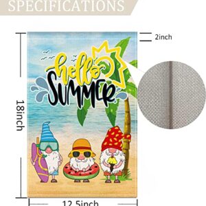 Pinknoke Hello Summer Garden Flag Beach Gnomes Small 12.5x18 Inch Vertical Double Sided Seasonal welcome Yard Flag Outdoor Decor (Garden Size / 12.5 x 18 Inch)