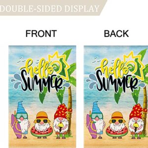 Pinknoke Hello Summer Garden Flag Beach Gnomes Small 12.5x18 Inch Vertical Double Sided Seasonal welcome Yard Flag Outdoor Decor (Garden Size / 12.5 x 18 Inch)