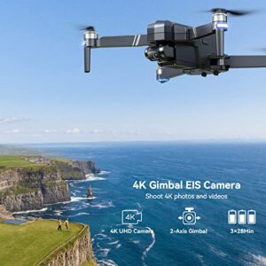 Ruko F11GIM2 Drone with Camera for Adults 4K, 3-Axis Gimbal+EIS, 9800ft Long Range, 84 Min Flight Time, 3 Batteries, GPS Auto Return Home, Follow Me, Waypoint, Point of Interest