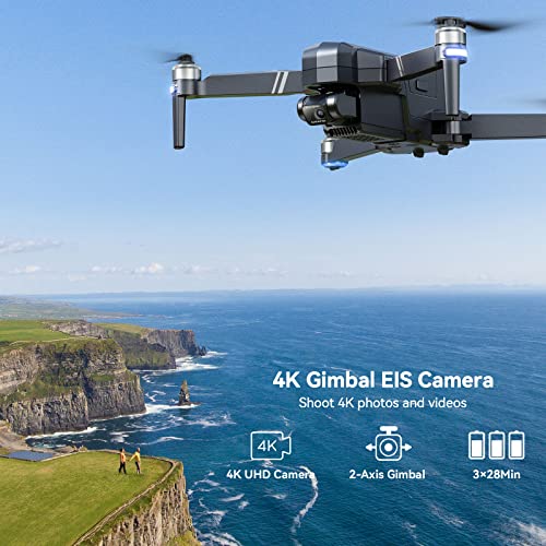 Ruko F11GIM2 Drone with Camera for Adults 4K, 3-Axis Gimbal+EIS, 9800ft Long Range, 84 Min Flight Time, 3 Batteries, GPS Auto Return Home, Follow Me, Waypoint, Point of Interest