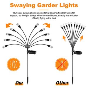 Fymblin 10LED Solar Garden Lights, Solar Firefly Lights Outdoor Waterproof, Swaying Solar Outdoor Lights, Solar Garden Decorative Lights for Pathway Yard Patio Decoration Landscape-2Pack