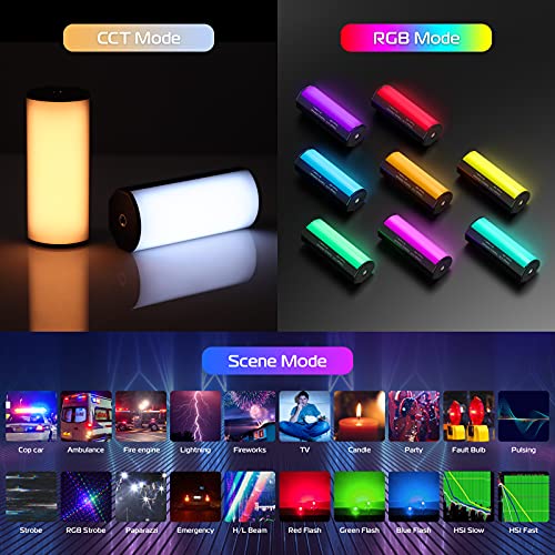 ULANZI Handheld Light Wand, 360° RGB LED Video Light for Photography, 2000mAh Rechargeable Mini Light Stick for Video Shooting, 2500-9000K Dimmable Camera Light w LCD, Support Magnetic Attraction