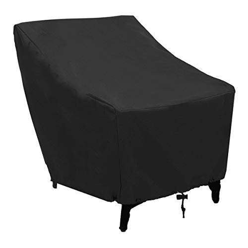 Outdoor Waterproof Chair Cover, Mayhour Balck Heavy Duty Lounge Deep Seat Cover,Large Patio Furniture Protection for Backyard,Veranda,Lawn,All Weather Rain UV Dust Rip Resistant Material (1pcs), Black