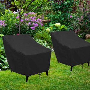 Outdoor Waterproof Chair Cover, Mayhour Balck Heavy Duty Lounge Deep Seat Cover,Large Patio Furniture Protection for Backyard,Veranda,Lawn,All Weather Rain UV Dust Rip Resistant Material (1pcs), Black