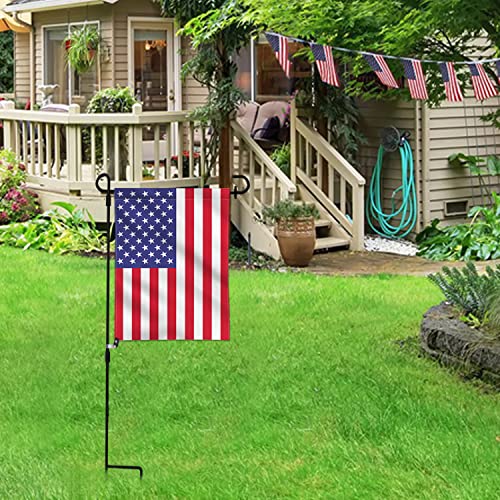 ANLEY Garden Flag Stand - Upgraded Version Reinforced Wrought Iron Garden Flag Pole Holder - Weather Resistant & Easy Assemble & Black Matte Coating - FREE Flag Stopper & Alligator Clip - H37" x W14"