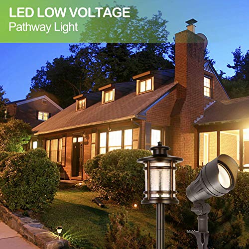 8 Pack Low Voltage LED Landscape Kits, 12V Pathway Flood Light Kits, 10W 390LM and 3.4W 155LM Wired for Outdoor Yard Lawn, Die-cast Aluminum, 50W and 30W Equivalent 15-Year Lifespan