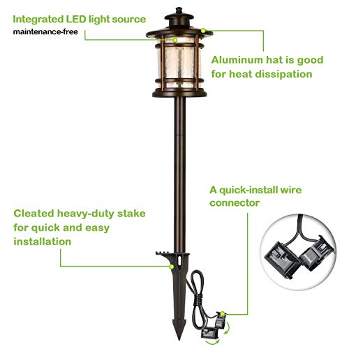 8 Pack Low Voltage LED Landscape Kits, 12V Pathway Flood Light Kits, 10W 390LM and 3.4W 155LM Wired for Outdoor Yard Lawn, Die-cast Aluminum, 50W and 30W Equivalent 15-Year Lifespan