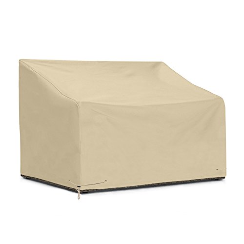 SunPatio Outdoor Sofa Cover 60 Inch, Heavy Duty Bench Covers, Patio Furniture Cover with Waterproof Sealed Seam, All Weather Protection, Beige