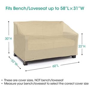 SunPatio Outdoor Sofa Cover 60 Inch, Heavy Duty Bench Covers, Patio Furniture Cover with Waterproof Sealed Seam, All Weather Protection, Beige