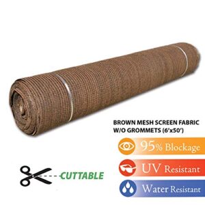 Fence4ever 6ft x 50ft Brown Sunscreen Cuttable Shade Fabric Roll 95% UV Block
