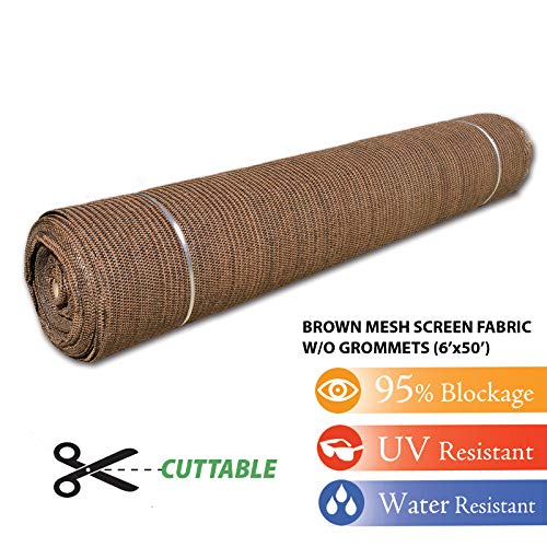 Fence4ever 6ft x 50ft Brown Sunscreen Cuttable Shade Fabric Roll 95% UV Block
