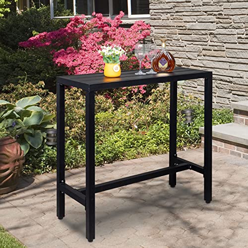 Vasitelan Outdoor Bar Table, Patio Counter Height Bar Pub Table, 40" Rectangle Bar Table for Patio, Garden, Yard, Balcony, Poolside,Bistro