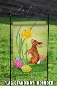 toland home garden 119114 bunny daffodil easter flag 12×18 inch double sided easter garden flag for outdoor house eggs flag yard decoration