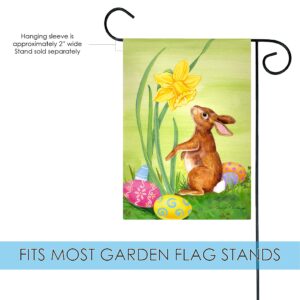 Toland Home Garden 119114 Bunny Daffodil Easter Flag 12x18 Inch Double Sided Easter Garden Flag for Outdoor House Eggs Flag Yard Decoration