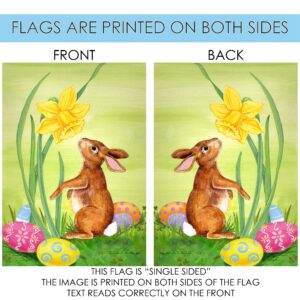 Toland Home Garden 119114 Bunny Daffodil Easter Flag 12x18 Inch Double Sided Easter Garden Flag for Outdoor House Eggs Flag Yard Decoration