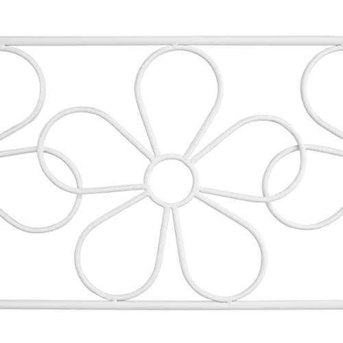 Alpine Corporation BAZ398WT Alpine Daisy Metal Bench, White Garden Furniture