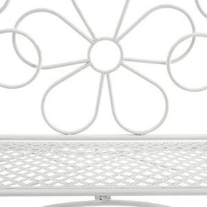 Alpine Corporation BAZ398WT Alpine Daisy Metal Bench, White Garden Furniture