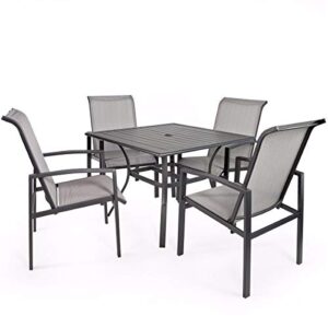 Barton 5pc Outdoor Dining Table and Chairs Set Patio Mesh Dining (4) Chairs Garden Patio Furniture UV-Resistant Mesh