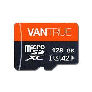 vantrue 128gb u3 microsdxc uhs-i 4k uhd video monitoring memory card with adapter for dash cams, body cams, action camera, other surveillance & security cams
