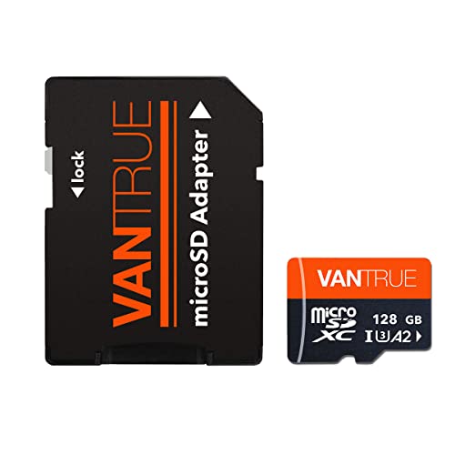 Vantrue 128GB U3 microSDXC UHS-I 4K UHD Video Monitoring Memory Card with Adapter for Dash Cams, Body Cams, Action Camera, Other Surveillance & Security Cams