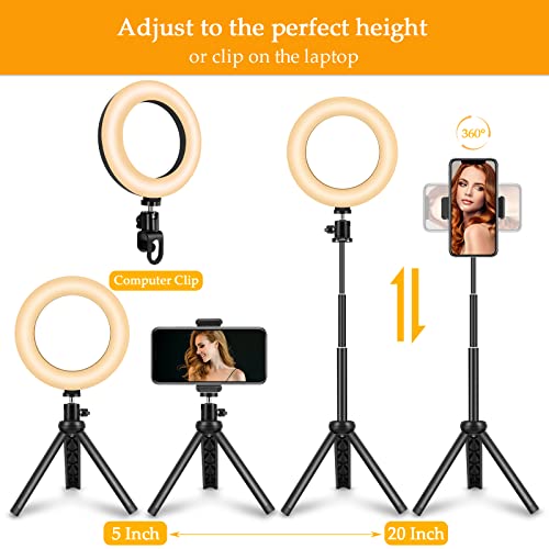 Selfie Ring Light with Stand,Video Conference Lighting,3 Dimmable Color and 10 Brightness Level Easy to Use Suitable for Webcam Lighting/Remote Working