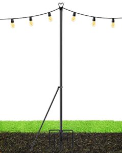 lopanny string light poles – 9.8ft light poles for outside string lights hanging – backyard, garden, patio, deck lighting stand for parties, wedding, 1 pack