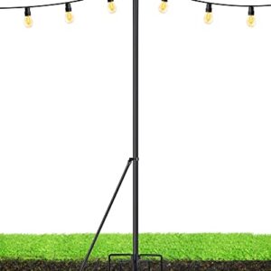 LOPANNY String Light Poles - 9.8FT Light Poles for Outside String Lights Hanging - Backyard, Garden, Patio, Deck Lighting Stand for Parties, Wedding, 1 Pack