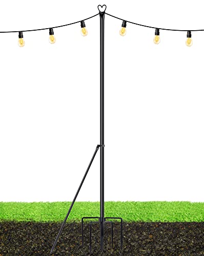 LOPANNY String Light Poles - 9.8FT Light Poles for Outside String Lights Hanging - Backyard, Garden, Patio, Deck Lighting Stand for Parties, Wedding, 1 Pack