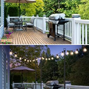 LOPANNY String Light Poles - 9.8FT Light Poles for Outside String Lights Hanging - Backyard, Garden, Patio, Deck Lighting Stand for Parties, Wedding, 1 Pack