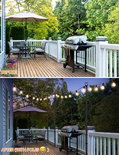 LOPANNY String Light Poles - 9.8FT Light Poles for Outside String Lights Hanging - Backyard, Garden, Patio, Deck Lighting Stand for Parties, Wedding, 1 Pack