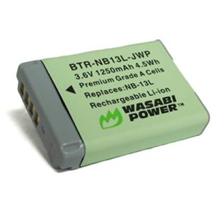 wasabi power nb-13l battery for canon powershot g1 x mark iii, g5 x, g7 x, g7 x mark ii, g9 x, g9 x mark ii, sx620 hs, sx720 hs, sx730 hs, sx740 hs