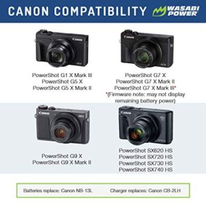 Wasabi Power NB-13L Battery for Canon PowerShot G1 X Mark III, G5 X, G7 X, G7 X Mark II, G9 X, G9 X Mark II, SX620 HS, SX720 HS, SX730 HS, SX740 HS