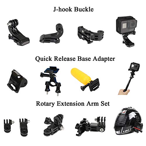 Universal Action Camera Accessory Kit for GoPro Hero 11 10 9 8 7 6 5 Blcak Go pro Max Insta360 One R/X2/X3 DJI OSMO Action 2 3 AKASO Sony APEMAN Sports Cam, Helmet Base Adhesive Tripod Adapter Mount