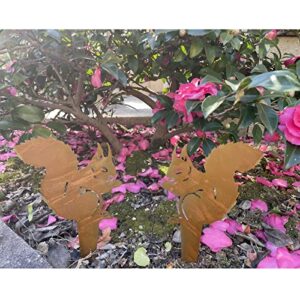 Wetufin - 2pcs Steel Silhouette Squirrel with Rusty Patina Garden Metal Art Decoration Decoration Animal Statue Stake for Garden Yard Home, 8.27 * 4.72in