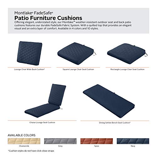 Classic Accessories Montlake FadeSafe Water-Resistant 42 x 18 x 3 Inch Outdoor Quilted Bench Cushion, Patio Furniture Swing Cushion, Navy, Patio Loveseat Cushion