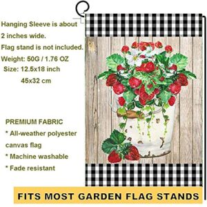 Floral Garden Flags 12.5 x 18 Inch, Zepolu Farmhouse Red Flower Vertical Double Sided Outdoor Yard Flags, Black White Buffalo Check Plaid Flag for All Seasons Home Patio Lawn Porch Decor