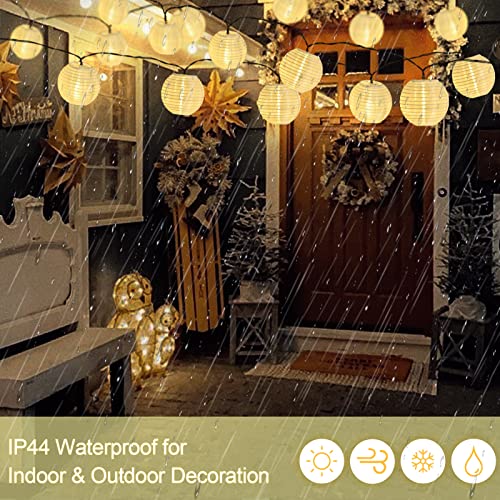 ShuoMei 24Pcs Solar Chinese Lantern String Lights, Chinese New Year Decorations 2023, Decorative Hanging LED Light, Christmas Lights Outdoor for Patio, Garden, Yard, Christmas Decoration (Warm White)